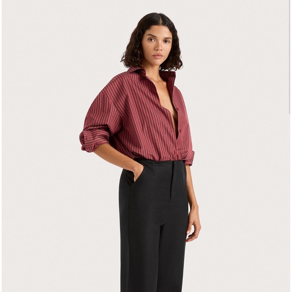 Faithfull Freja Shirt Wine Stripe, Size 4